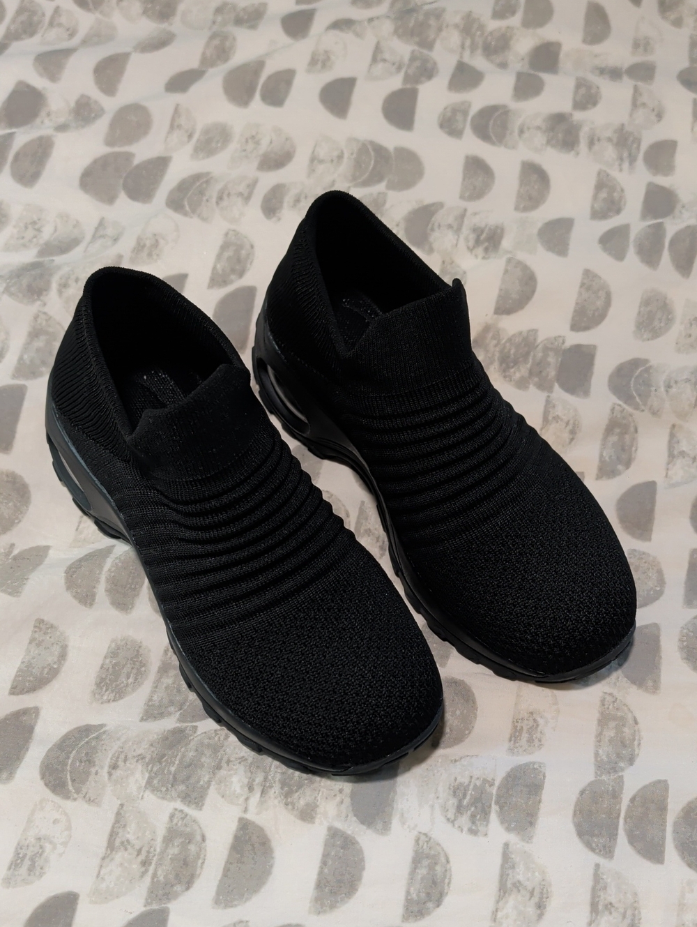 Black Slip-On Knit Athletic Sneakers